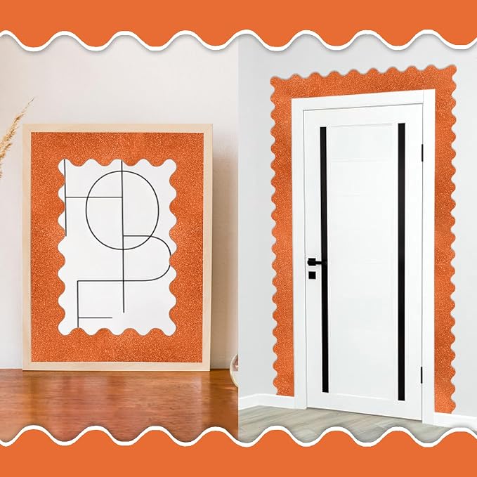 70Ft Shine Orange Bulletin Board Borders，Scalloped Poster Boards Decorations