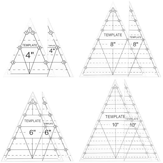 8 Pcs Tall Triangle Ruler for Quilting 4 6 8 10 Inch Acrylic Template Rulers