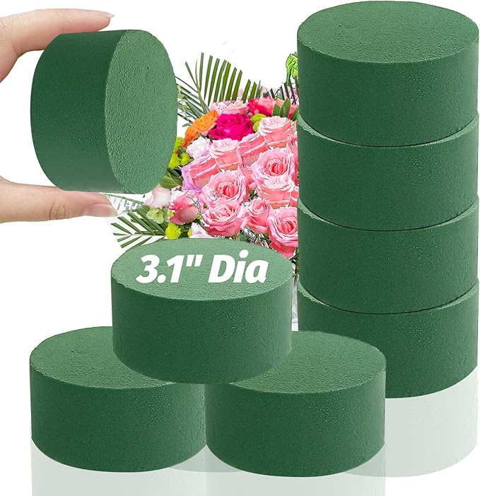 6 Pcs Round Floral Foam Blocks, Artificial Fresh Flower Plant Arrangements Foam