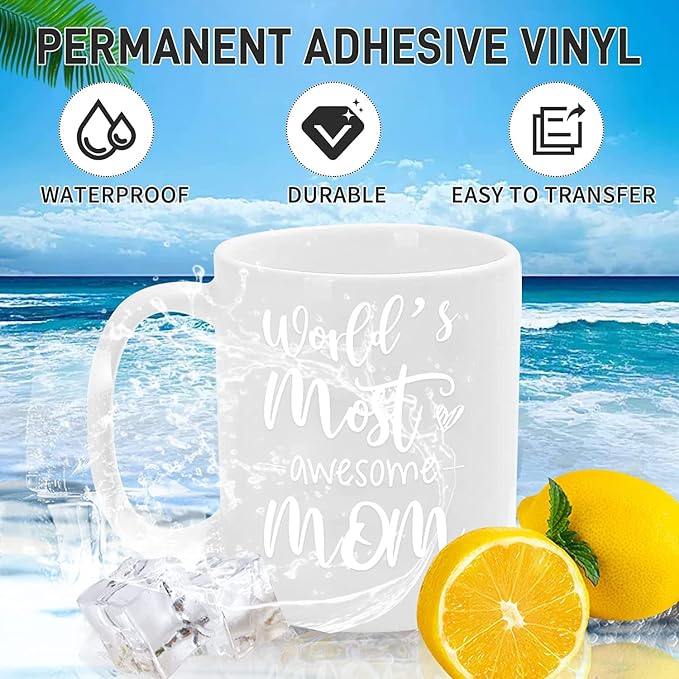 IModeur Glossy White Permanent Vinyl, Adhesive Vinyl for