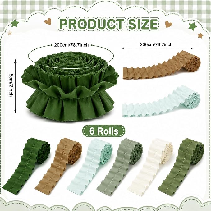 6 Rolls 40 Ft Ruffled Bulletin Board Borders Back to School Classroom Decor