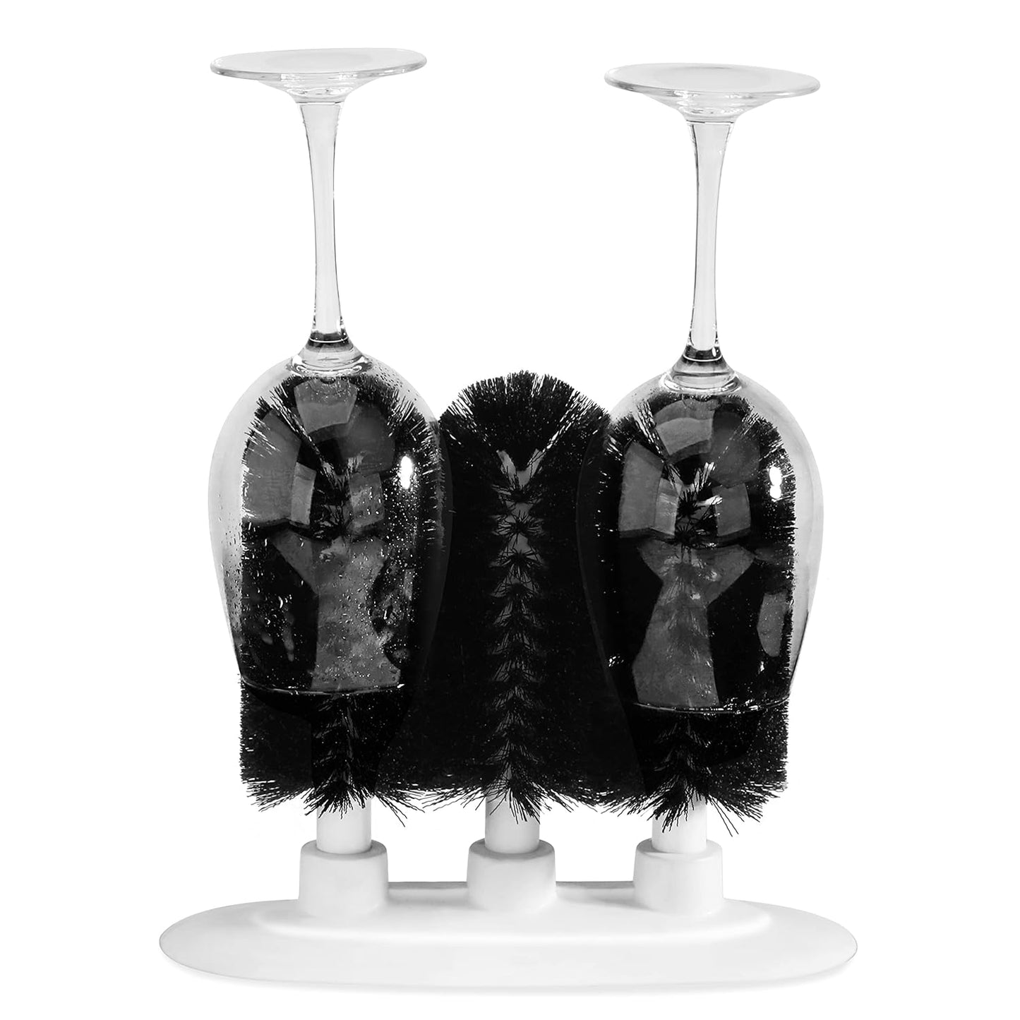 New Star Foodservice 54484 Triple Brush Bar Glass Washer - 3 Brushes - Suction Base, Non-Battery
