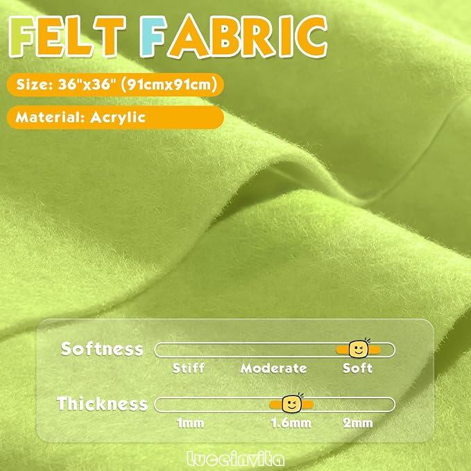 Olive Moss 36" X 36" Felt Fabric Sheet
