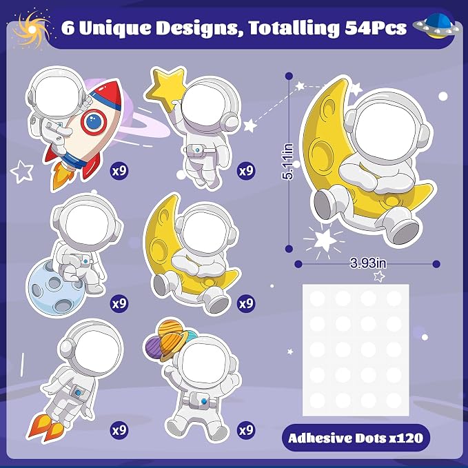 54Pcs Astronaut Cutouts Bulletin Boards Decorations, DIY Space Cutouts Planet
