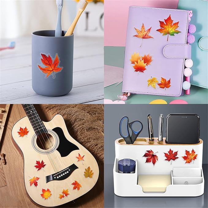 Fall Maple Leaf Stickers, Waterproof PET Vinyl Decals