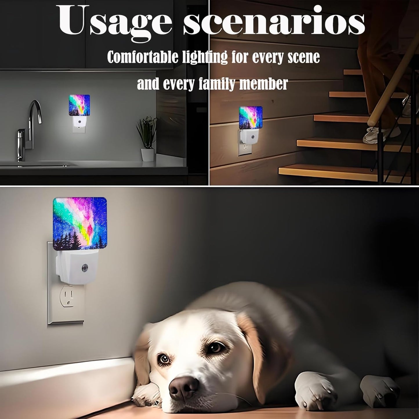 Northern Lights Night Light,Plug-in Nightlights Auto Sensor Night Lamp Dusk to Dawn Lamp Home Decor for Nursery Children Girls Boys
