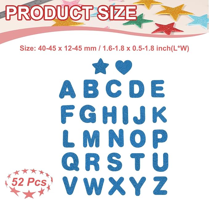 PATIKIL Alphabet Foam Stickers, Dark Blue
