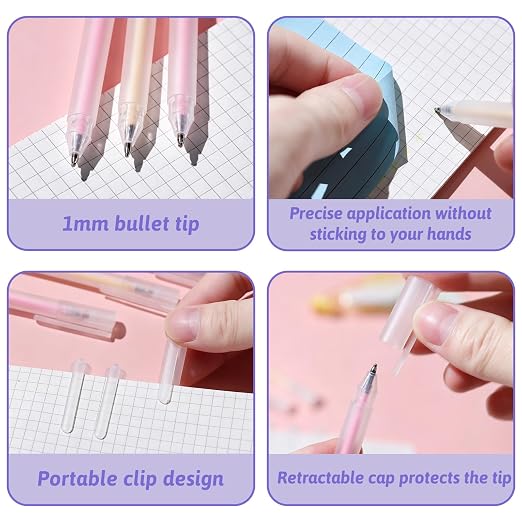 Scrapbook Tape Set, 4 Pack Double Sided Tape Roller