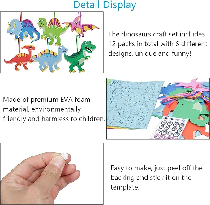 Fennoral 12 Pack Dinosaur Craft Kit