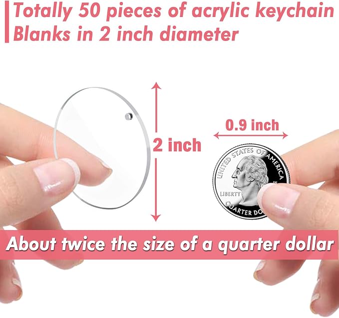 Acrylic Keychain Blanks, Audab 50pcs Clear Keychains