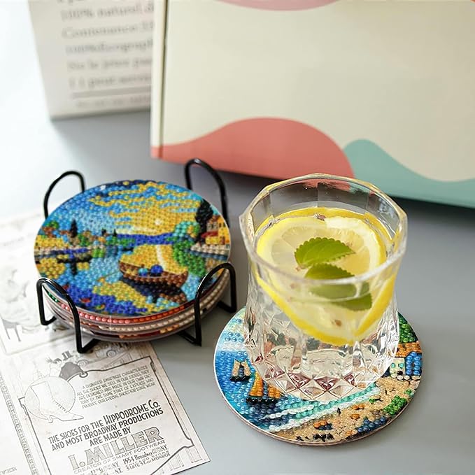 8 PCS Starry Sky Diamond Art Coasters Kit
