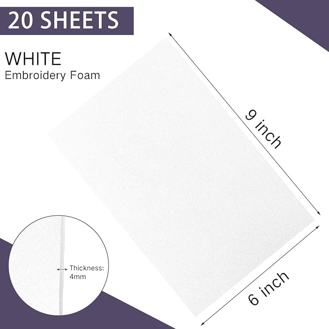 Innconee 20 Pcs 4mm Embroidery Foam EVA Craft Foam Sheets