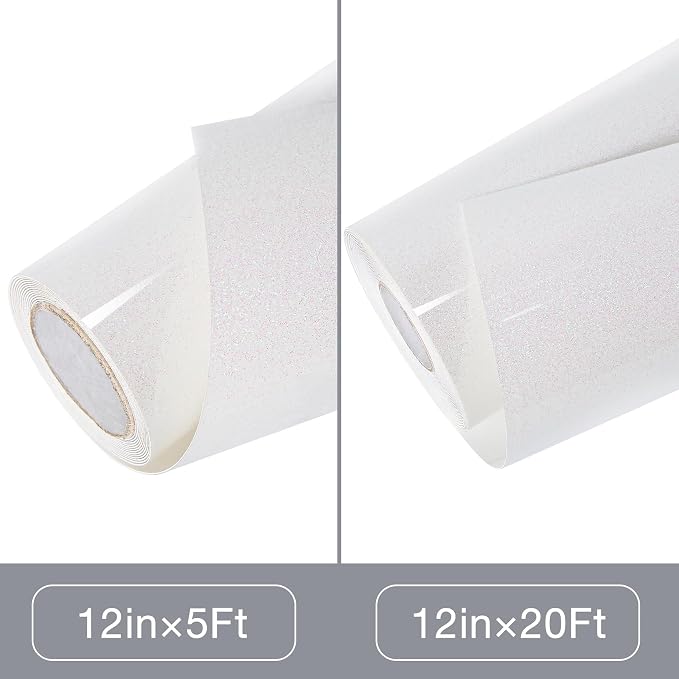 TORC Iridescent White HTV Heat Transfer Vinyl Roll 12 in x 20 ft Sparkly