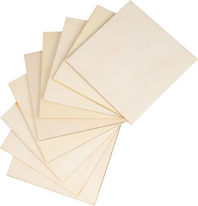 50 Pieces 6x6 Inch Wood Squares Unfinished Basswood Plywood Wooden Sheets 1/8