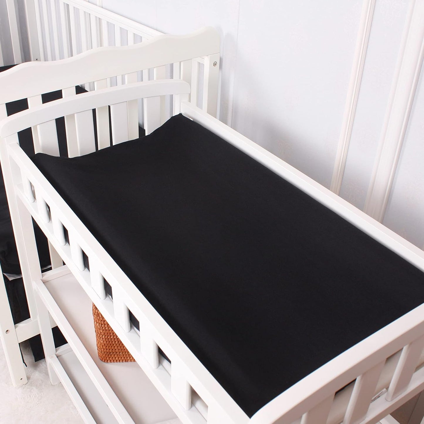 CaSaJa Diaper Changing Pad Cover for Baby Boys Set of 3, Snug Fit 4-Sided Contoured Changing Table Pad 16x31 16x32, Fitted Change Pad Sheet Navy Black, 100% Silky Soft Breathable Microfiber