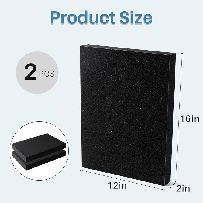 Black foam 2 pieces, Polyurethane Foam sheet, high-density foam padding
