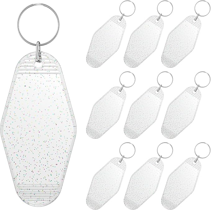 Uniclife 10 Pcs Modern Glitter Rhombus Keychain Tags, Customizable Luggage Tags