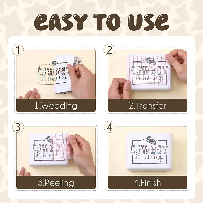 Tintnut Cow Print Permanent Vinyl 8 Sheets 12"x10" Cowhide Adhesive Vinyl |