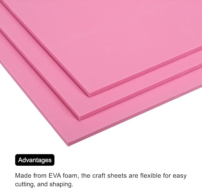 MECCANIXITY EVA Foam Sheets Pink 9.8 Inch x 9.8 Inch 5mm Thick Crafts Foam