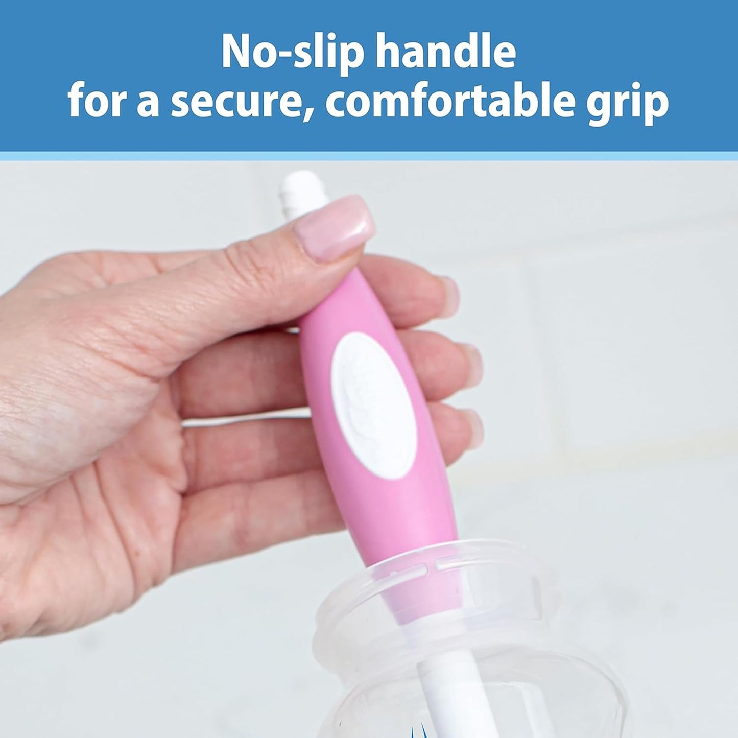 Dr. Brown's Soft Touch No Scratch Baby Bottle Cleaning Brush, Nipple Cleaner and Suction Cup Base for Easy Storage, BPA Free, Blue, 2 Pack