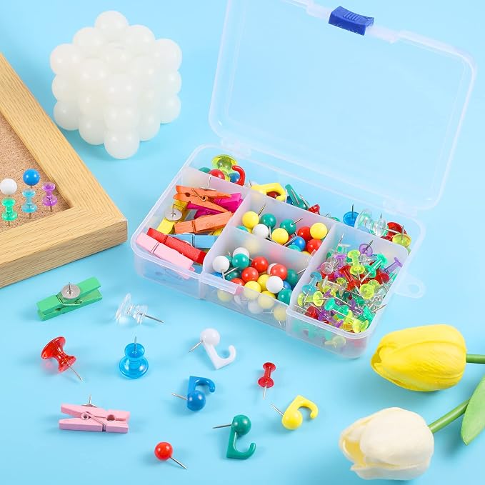 BESARME 200 Pcs Push Pins for Bulletin Board, Thumb Tacks for Cork Board |