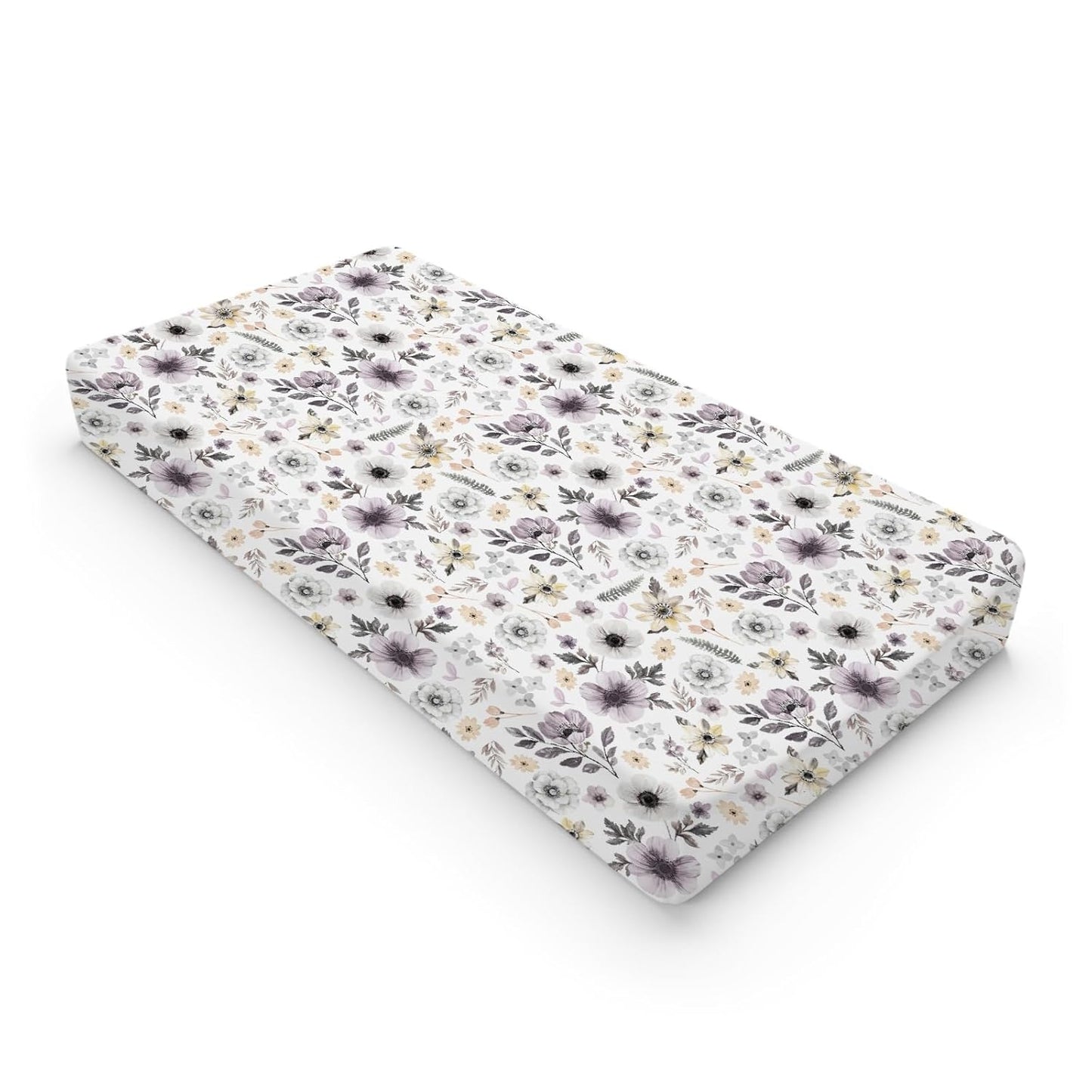 Boho Spring Flowers Leaves Baby Changing Pad Covers Boy Girl 32''x16'' Antique Floral Fitted Diaper Change Table Pad Mats Vintage Wild Floral Garden Soft Breathable Nursery Cradle & Bassinet Sheets