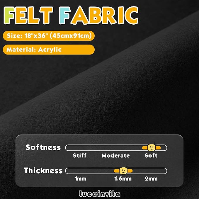 Black 18" X 36" Felt Fabric Sheet