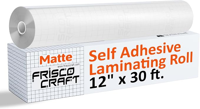 Frisco Craft Matte Clear Self Adhesive Laminating Roll 12" x 30 ft | Self