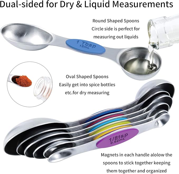 TILUCK Nesting Measuring Cups and Spoons Set, Stainless Steel
