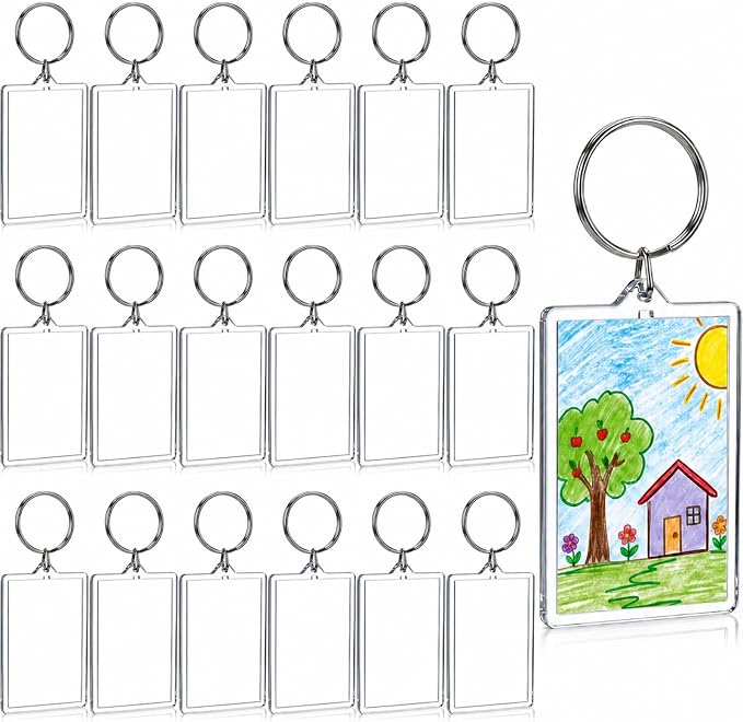 Yaomiao Acrylic Photo Frame Keychain Holder Photo Picture Insert Blank Keyring