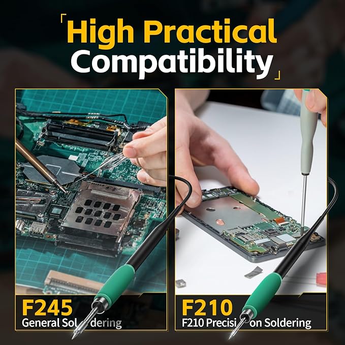FNIRSI DWS-200 200W 210 Precision Digital Soldering Station Kit with 3 F210 Soldering Iron Tips and 2 Helping Hands, Temp Value & Curve Mode, 3 Temperature Storage, Full-Color Display