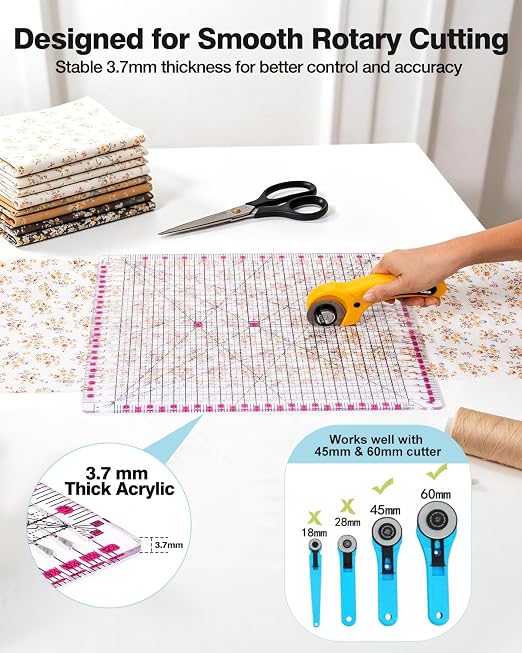 Quilting Rulers 12.5" x 12.5", Slotted Quilting Ruler