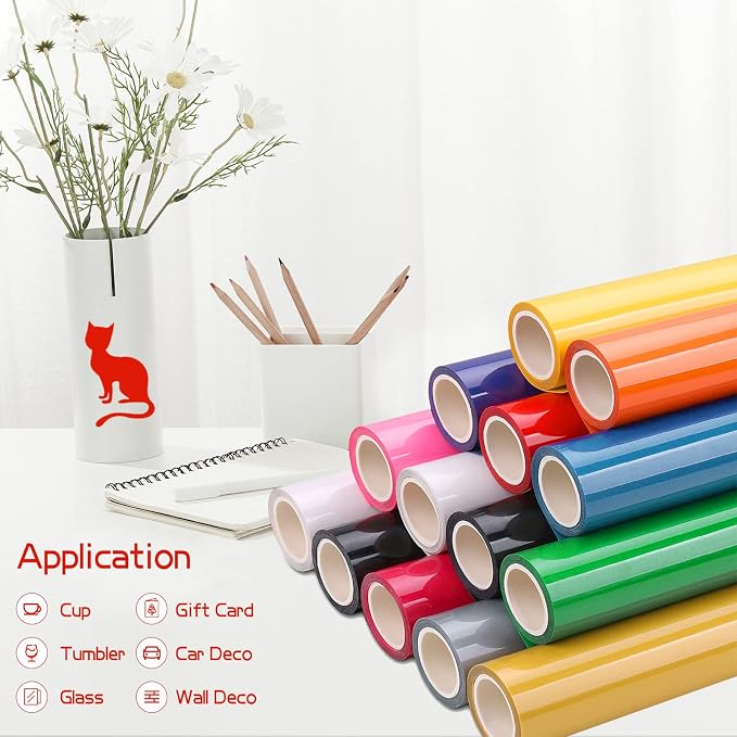 Red Permanent Adhesive Vinyl Roll