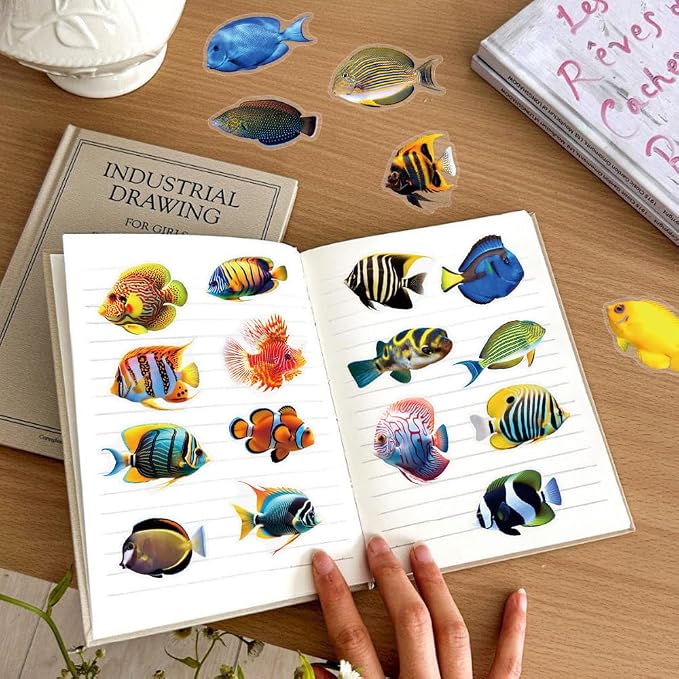 50PCS Clear Tropical Marine Life Ocean Stickers PET Fish Aesthetic Sticker
