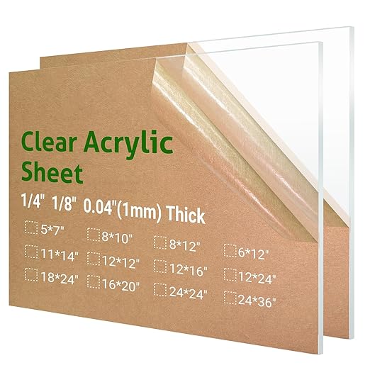2 Pieces 11 x 24” Clear Acrylic Sheet Plexiglass