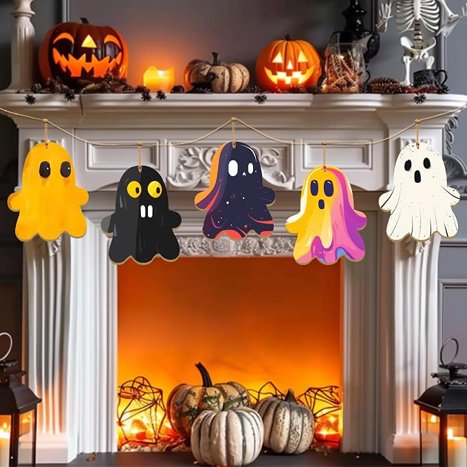 Large Size 7" Halloween Wooden Slices Unfinished Blank Wooden Ornaments DIY