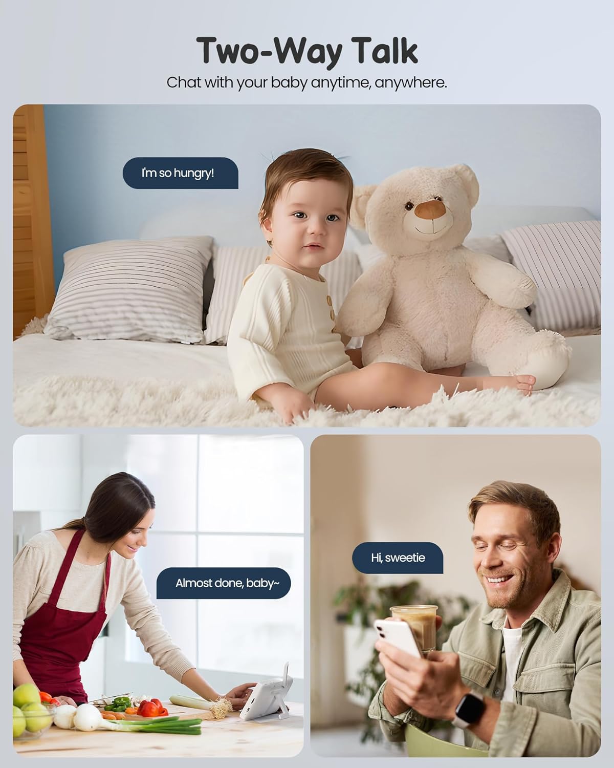 Baby Monitor with Camera and Audio WiFi/No WiFi: Baby Monitor WiFi Smartphone APP Control NightVision 4.3' Screen Smart Video Baby Monitor with Remote PTZ 2-Way Talk Motion & Cry Alert(Only 2.4G WiFi)