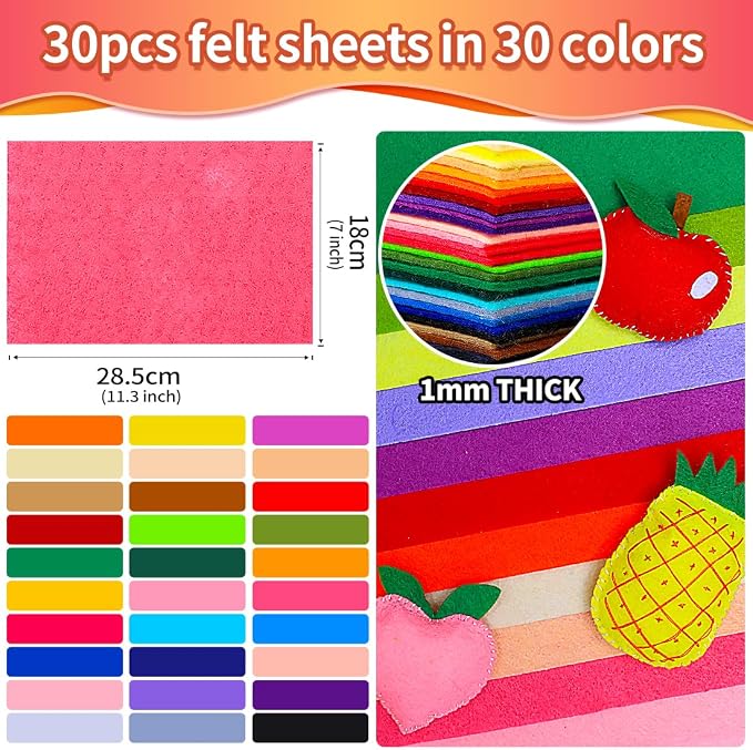 IOOLEEM Multi-Colored Felt Sheets, Self-Adhesive Felt Sheets, Pre-Cut Felt