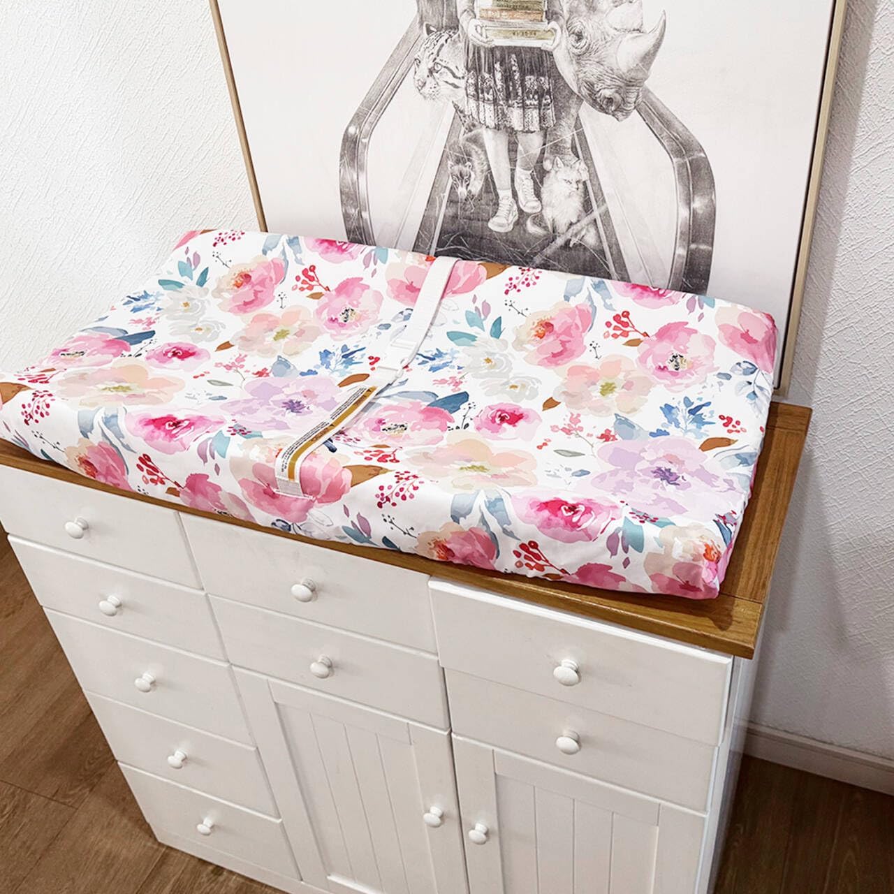 AMROSE 3 Pack Changing Pad Covers, 32" x 16" Ultra Soft Microfiber Diaper Change Table Sheets for Baby Girls, Happy Garden