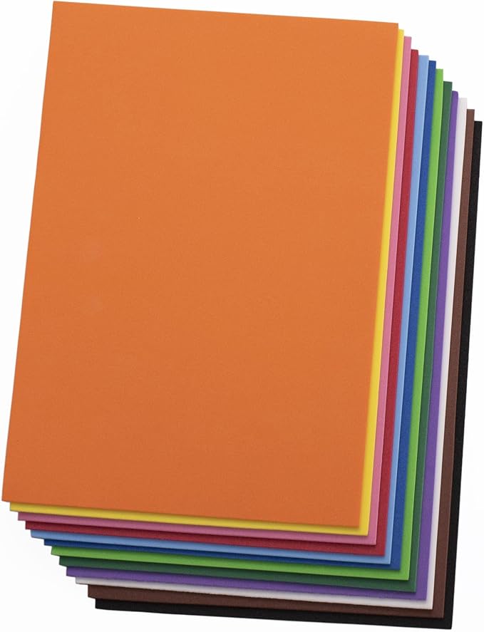 Eva Foam Sheets, 12 Assorted Colors, 2mm Thick, 6 x 9 Inch, Handicraft Foam