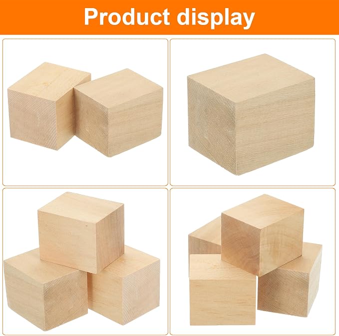 MECCANIXITY 4Pcs Basswood Carving Block, 1.6"x1.6"x2" Square Wooden Dowels