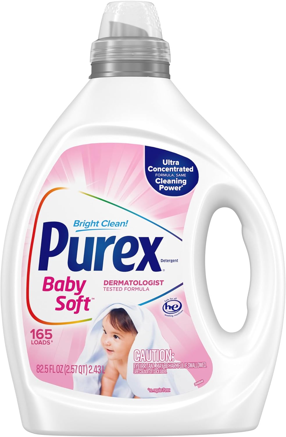 Purex Baby Laundry Detergent Liquid, Ultra Concentrated, 82.5 fl oz, 165 Loads, Hypoallergenic, Dye Free, Gentle on Skin