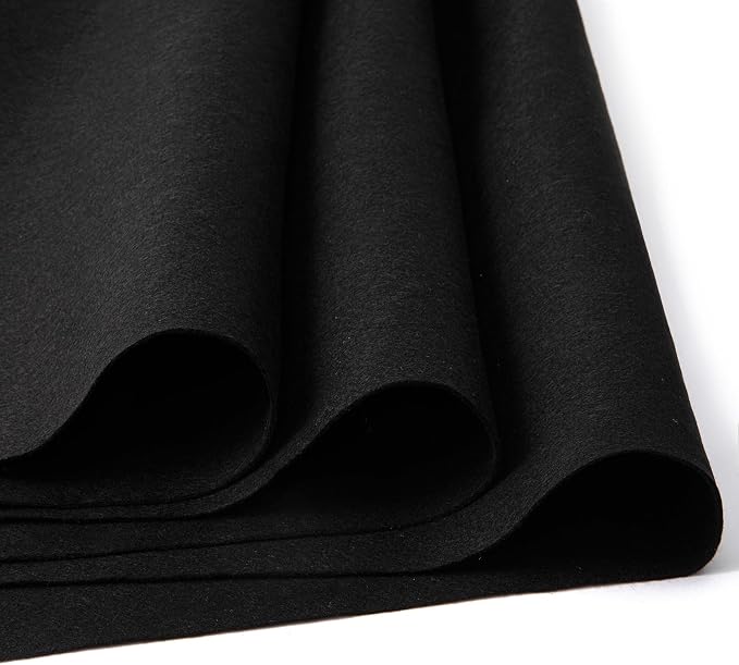 HaoFeijh Black Felt Fabric 36" x 36", 1.4mm Thick Soft Black Felt Fabric Sheet