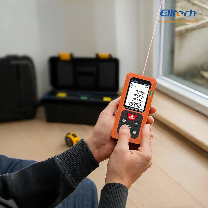 Elitech Laser Measuring Tool, 165ft Laser Tape Measure