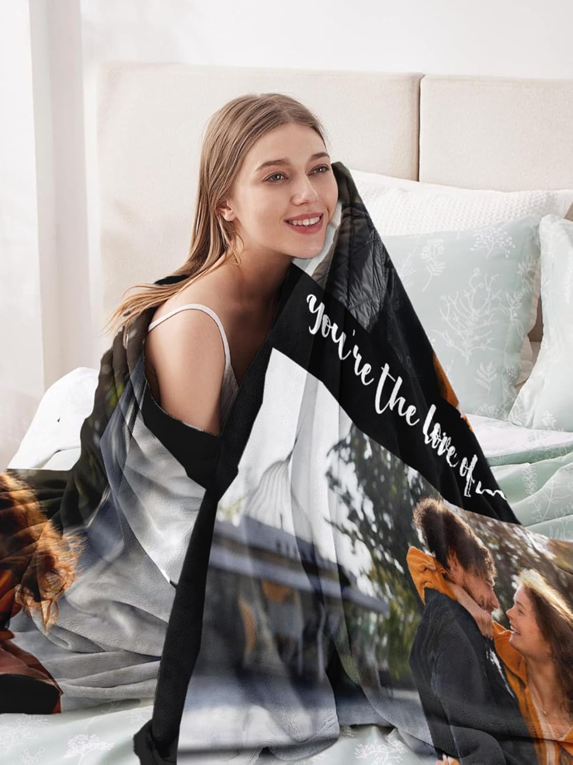 Personalized Blanket with Photos Text Custom Blanket Thows with Picture Customizable Photo Blankets Gifts for Mom Dad Couple Girlfriend Boyfriend Wife Husband