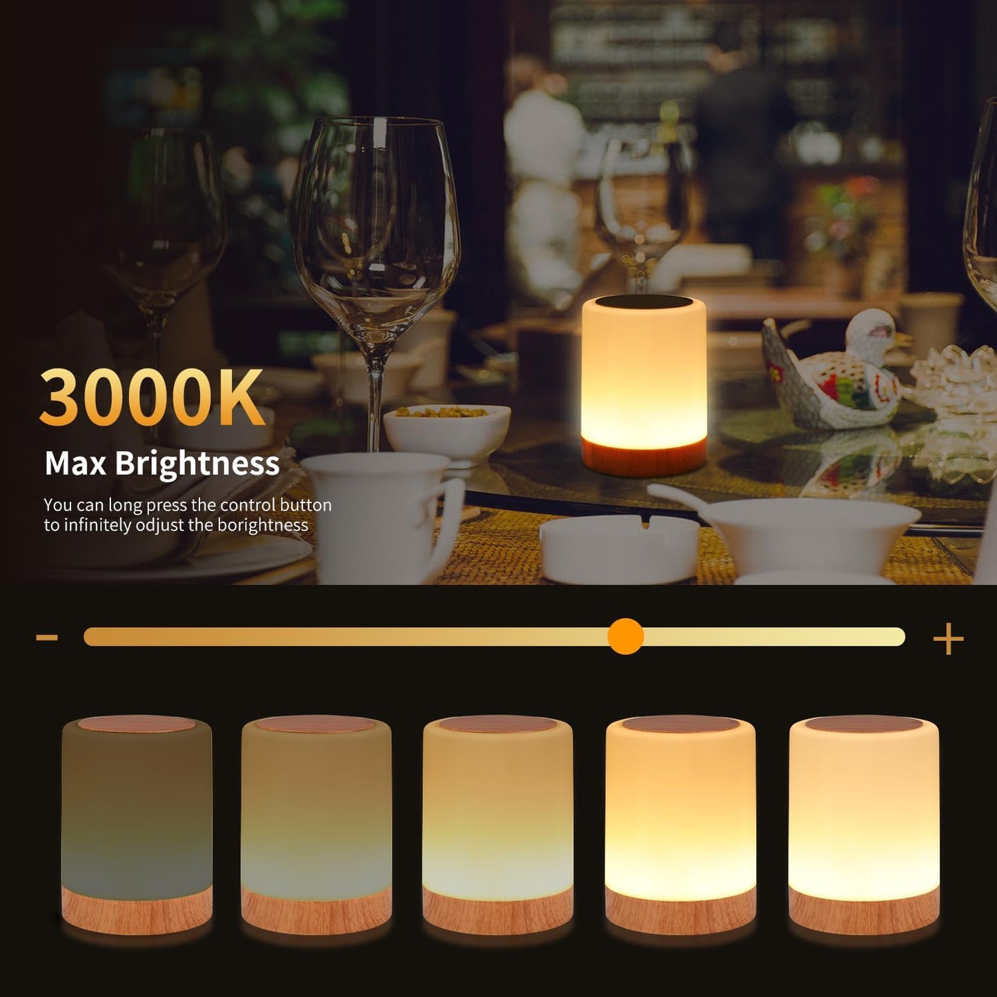 OORUN Touch Bedside Table Lamp,13 RGB Colors & 5 Brightness, USB Rechargeable Desk Lamp, Remote Control Dimmable Night Light with RGB Color Changing,Portable Lamp for Baby, Bedroom, Living Room