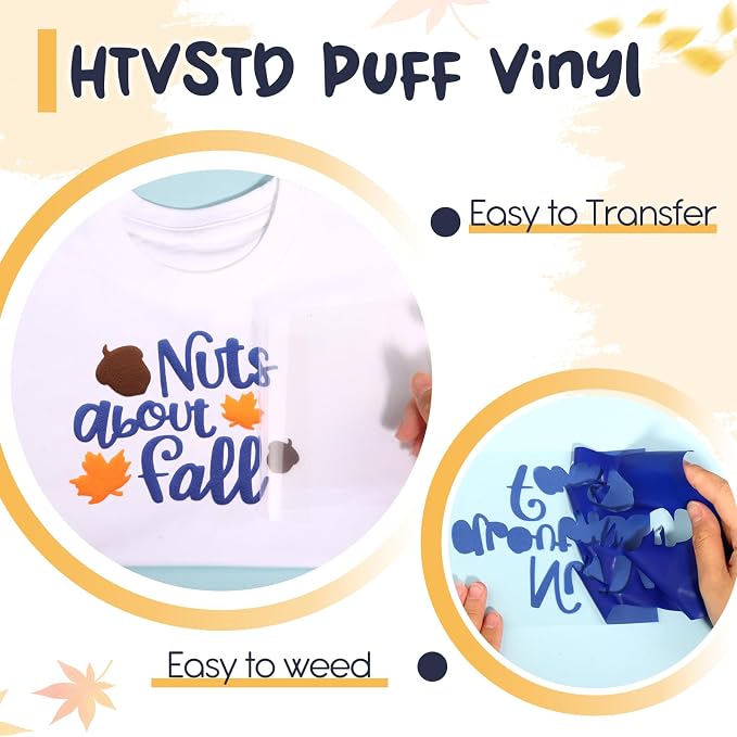 HTVSTD Puff HTV Heat Transfer Vinyl 8 Sheets 12×10in Iron on Vinyl | Puffy