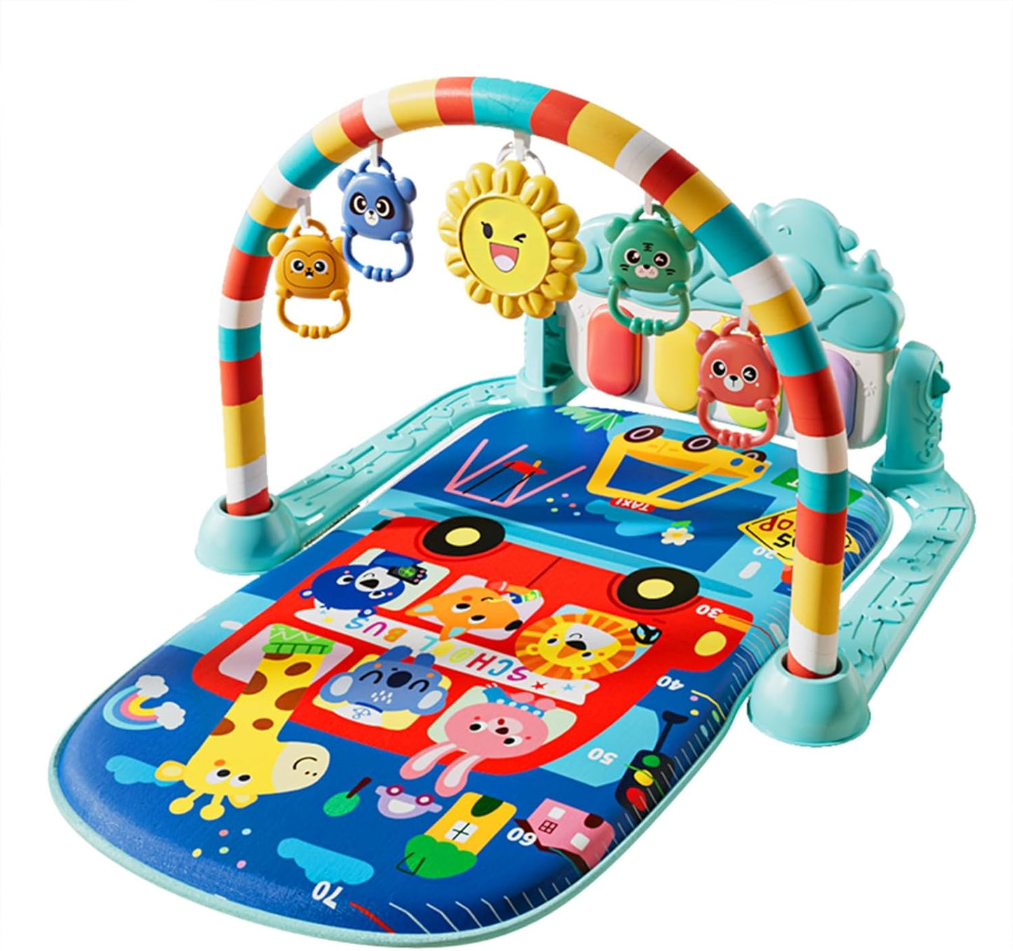 Baby Play Mat Baby Gym,Play Piano Tummy Time Baby Activity Mat, Music and Lights Boy & Girl for Newborn 0 to 3 6 9 12 Months