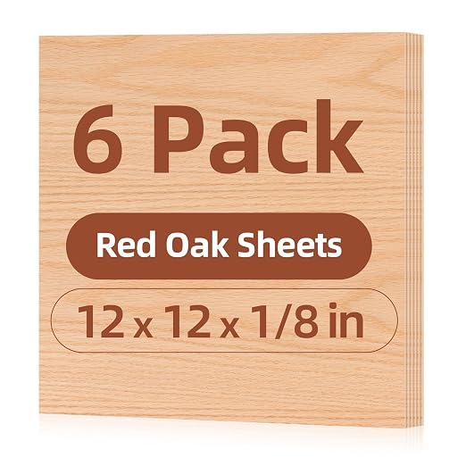 Rowood Oak Plywood Sheets for Laser Cutting, 6 Pack 3mm Thin Unfinished Wood