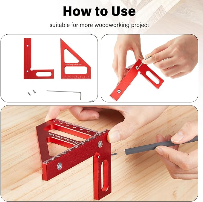 4 Pcs Woodworking Ruler, Metal Precision Pocket Rulers 12, 6 Inch